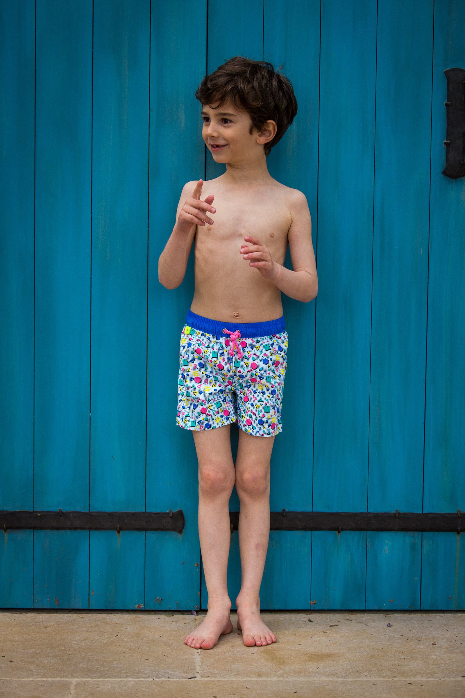 Boy wearing a swimsuit Screech