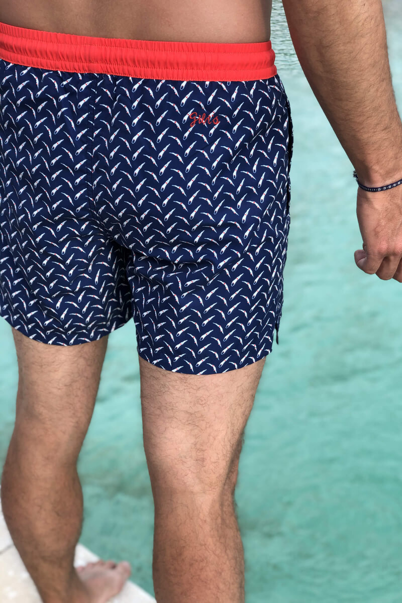Man wearing a Le Plongeur swimsuit with elasticated belt