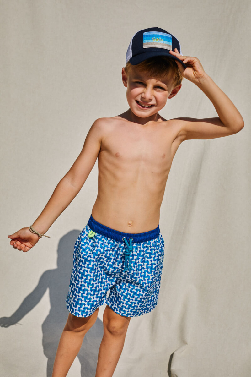 Boy wearing a swimsuit with elasticated belt Meno Full Moon