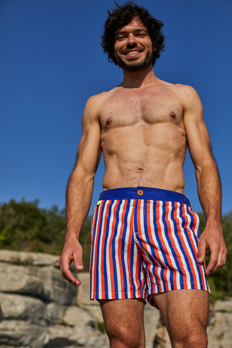 Man wearing a swimsuit with buttoned belt La Baule