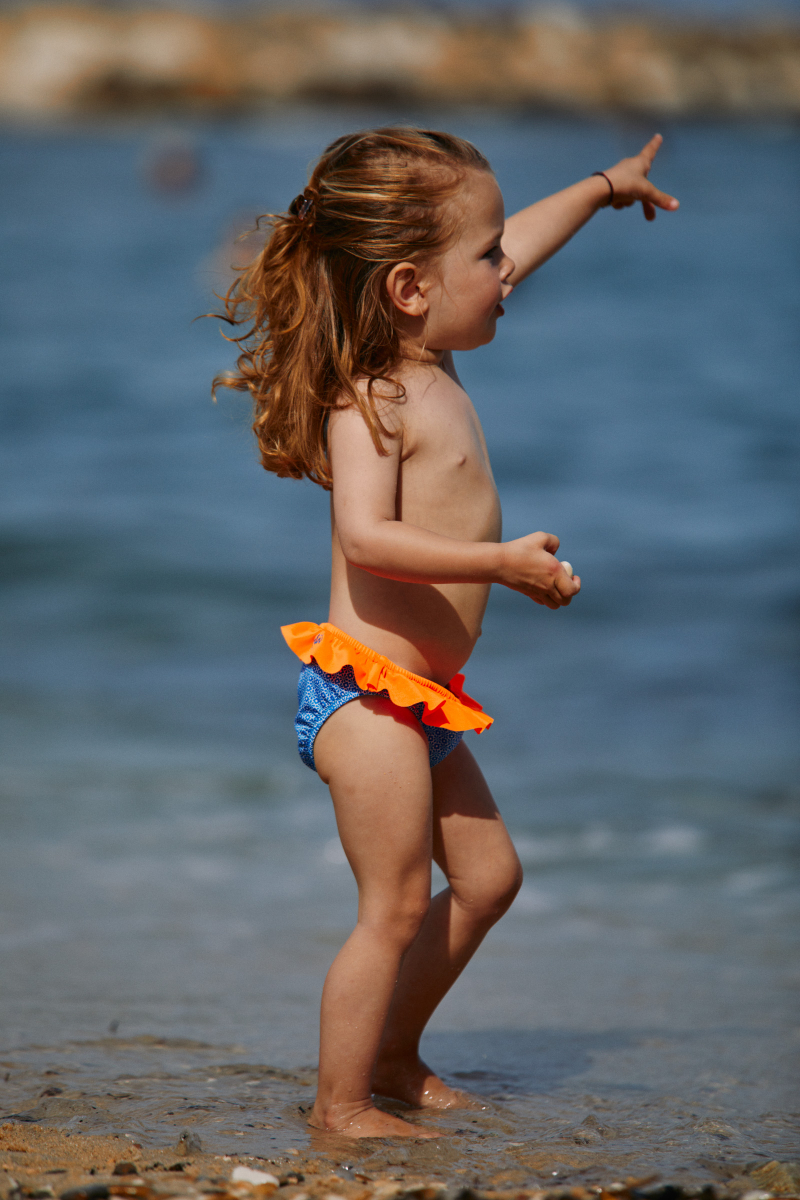 Octavie swimming panty - Sky Blue Azulejos Little girl's bikini bottom